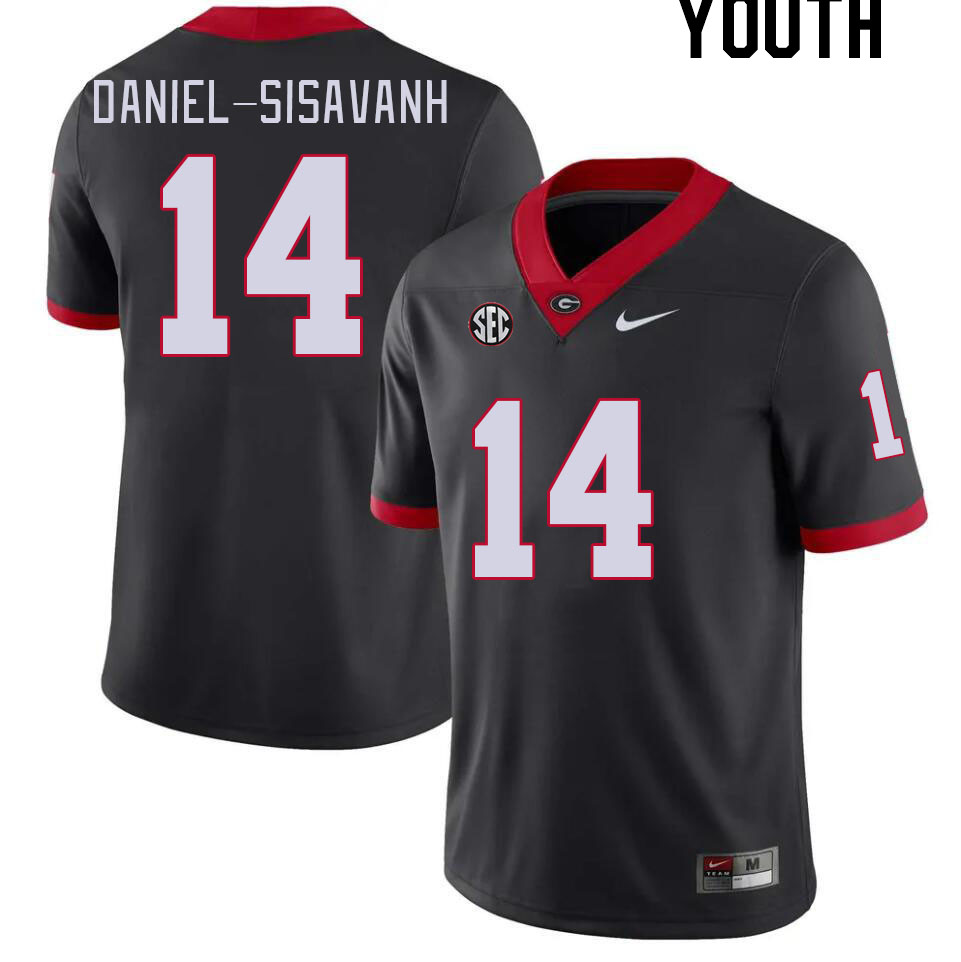 Youth #14 David Daniel-Sisavanh Georgia Bulldogs College Football Jerseys Stitched-Black - Click Image to Close
